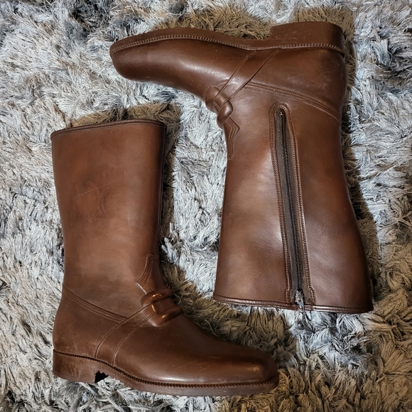 Vtg Carriboots Impermeable Guaranteed Waterproof Lined Boot 10 in Wine Color - Picture 3 of 7